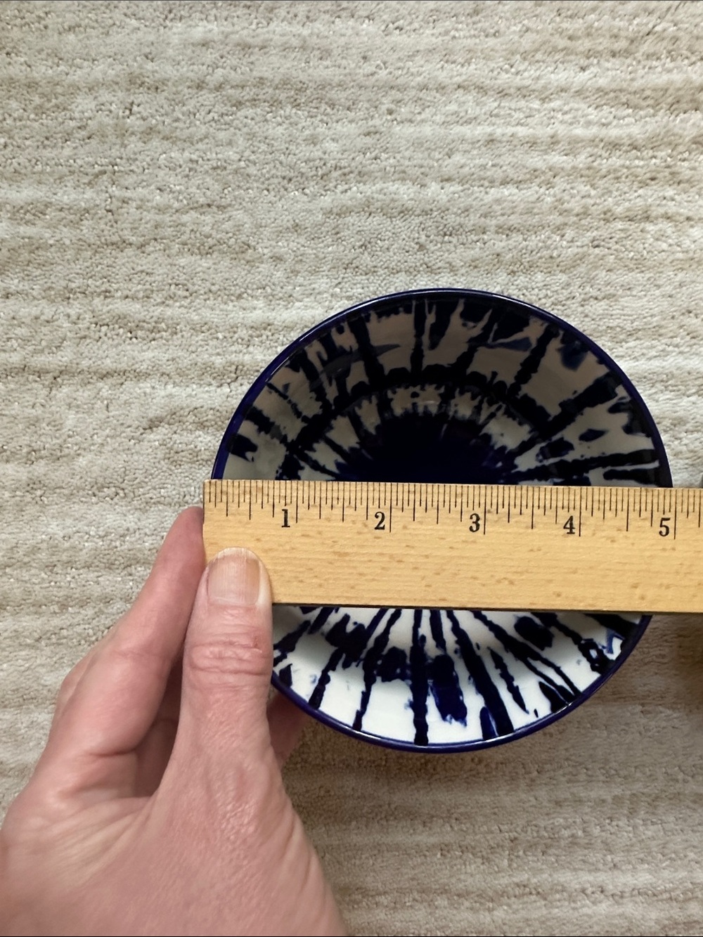 West Elm Indigo Tie Dye Small Nesting Bowls Set of 3 Prep Bowl Cobalt Blue White - Picture 10 of 16